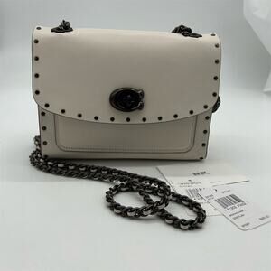 COACH Parker 18 Purse Bag Chalk Copper Rivet Tea Rose Hang Tag Creed #F29389